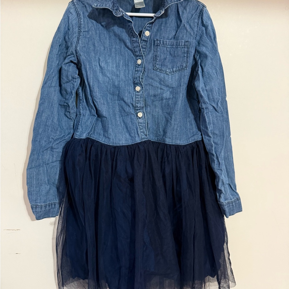 OshKosh B'gosh Blue Denim and Black Tulle Dress